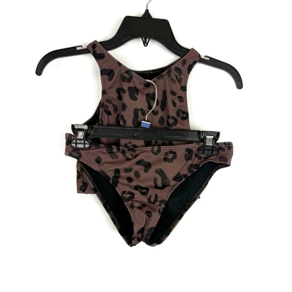Splendid Girl’s Brown/Black Two Piece Swimsuit Set Size 14